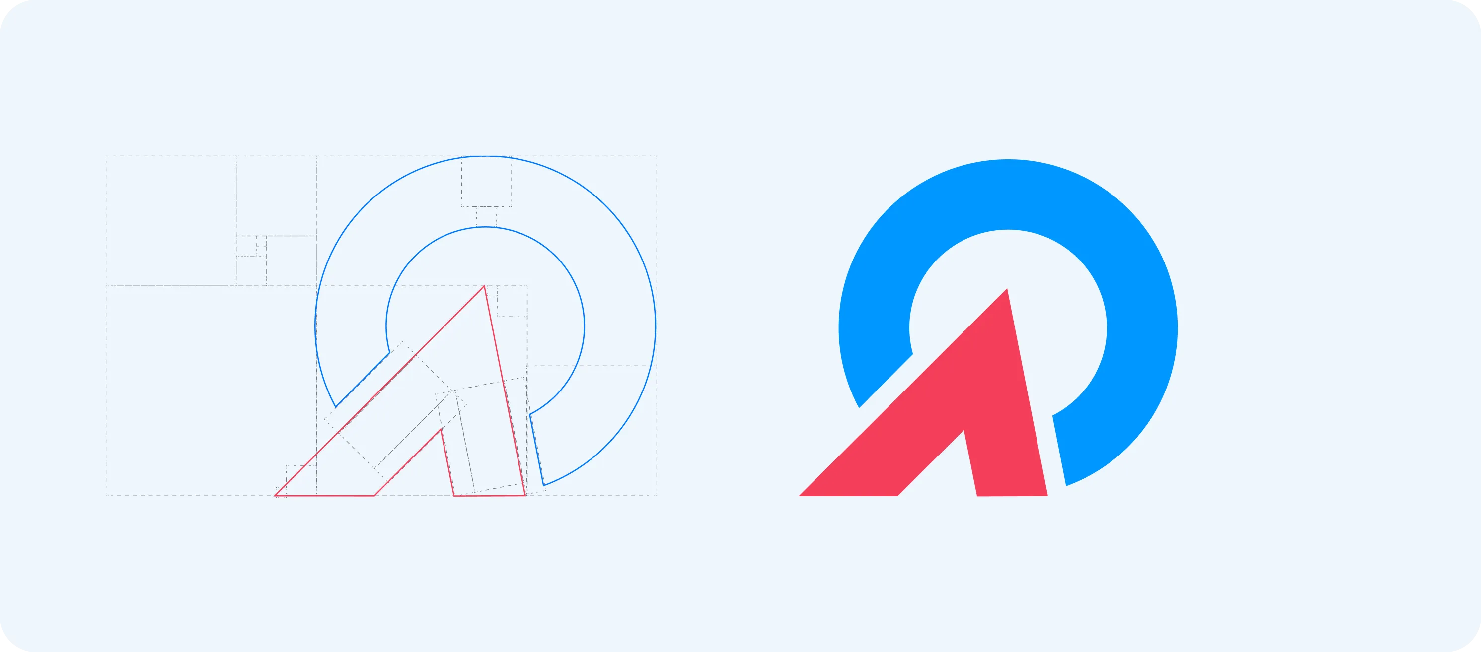 The QualiZeal mark, shown with its construction grid alongside the finished logo.